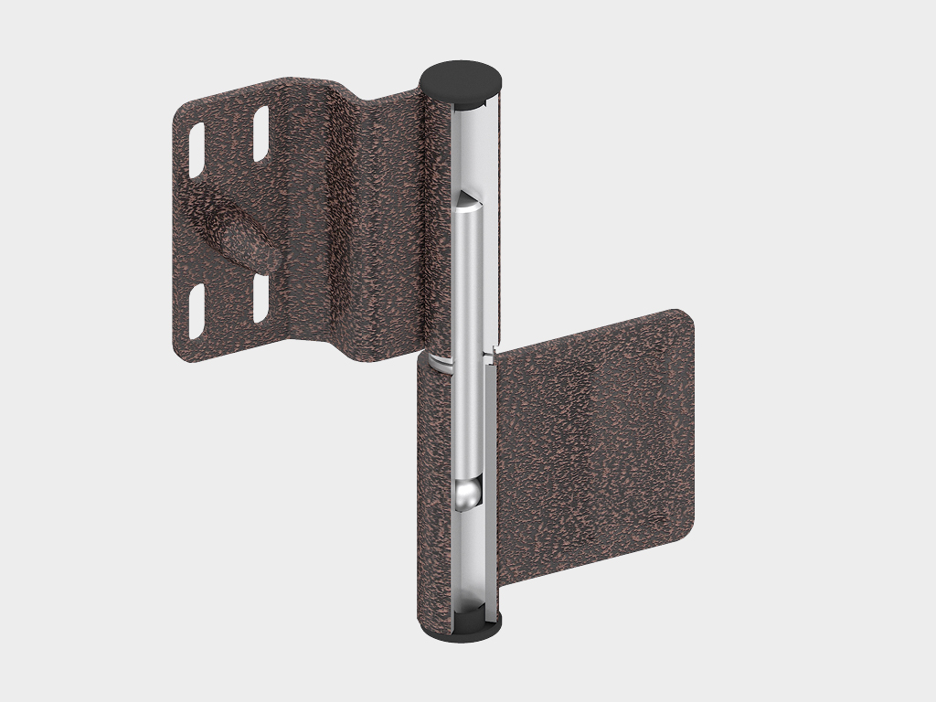 Петли со стальными втулками и осью на опорном шаре выдерживают высокие нагрузки, обеспечивают низкий уровень трения и малые усилия для открывания-закрывания двери.